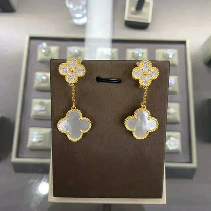 [Dawnora Jewelry]CLOVER  2 MOTIFS  DIAMOND  EARRINGS (MULTIPLE CHOICESç´