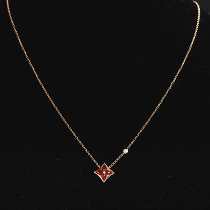 [Dawnora Jewelry]STAR NECKLACE PINK GOLD 1 DIAMOND