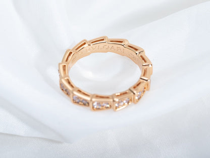 [Dawnora Jewelry]SERPENTI RING PINK GOLD DIAMOND PAVED 3MM