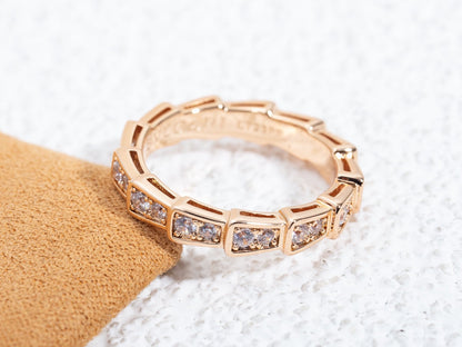 [Dawnora Jewelry]SERPENTI RING PINK GOLD DIAMOND PAVED 3MM