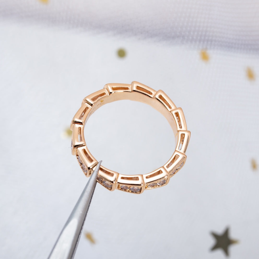 [Dawnora Jewelry]SERPENTI RING PINK GOLD DIAMOND PAVED 3MM