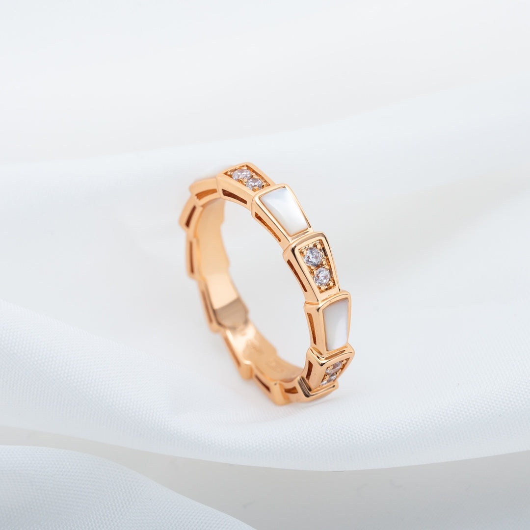 [Dawnora Jewelry]SERPENTI RING PINK GOLD DIAMOND MOP 3MM