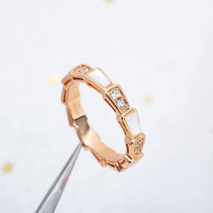 [Dawnora Jewelry]SERPENTI RING PINK GOLD DIAMOND MOP 3MM
