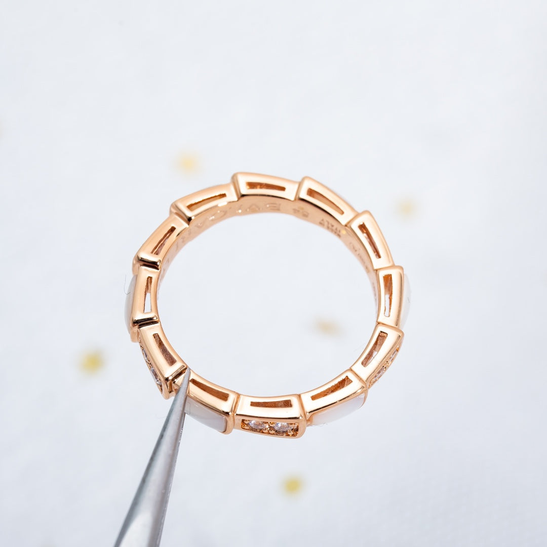 [Dawnora Jewelry]SERPENTI RING PINK GOLD DIAMOND MOP 3MM
