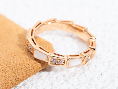 [Dawnora Jewelry]SERPENTI RING PINK GOLD DIAMOND MOP 3MM