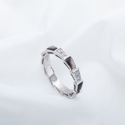 [Dawnora Jewelry]SERPENTI RING SILVER  DIAMOND BLACK MOP 3MM