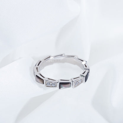 [Dawnora Jewelry]SERPENTI RING SILVER  DIAMOND BLACK MOP 3MM