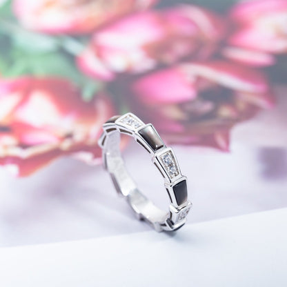 [Dawnora Jewelry]SERPENTI RING SILVER  DIAMOND BLACK MOP 3MM
