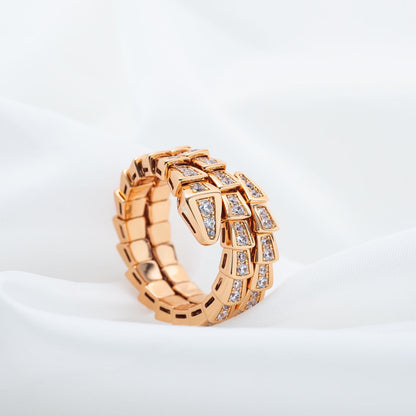 [Dawnora Jewelry]SERPENTI RING PINK GOLD DIAMOND DOUBLE ROW