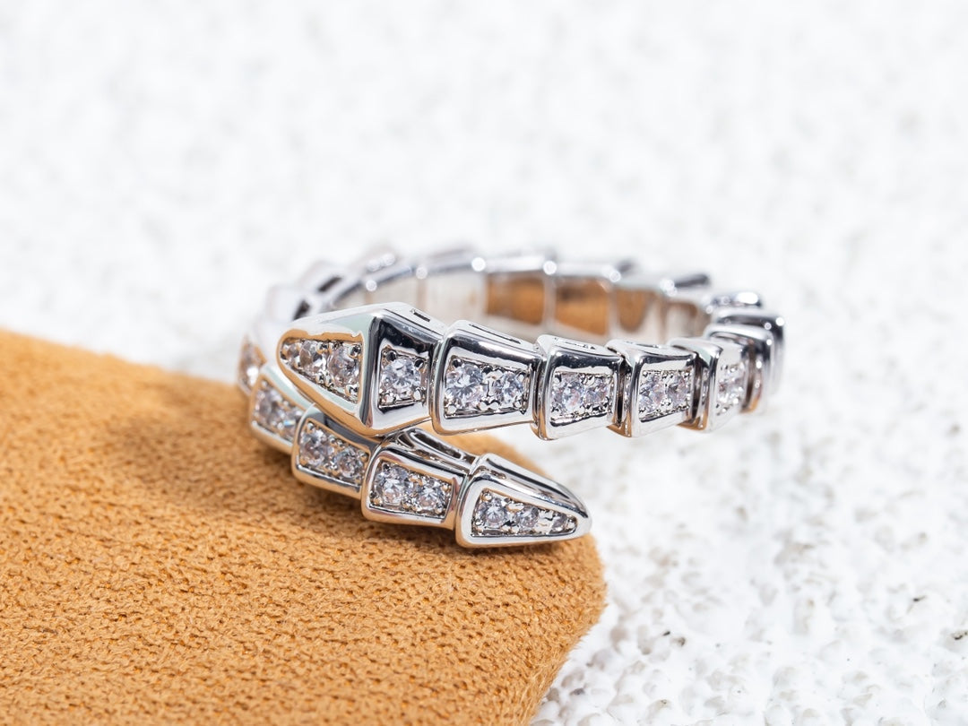 [Dawnora Jewelry]SERPENTI RING SILVER DIAMOND PAVED 4MM