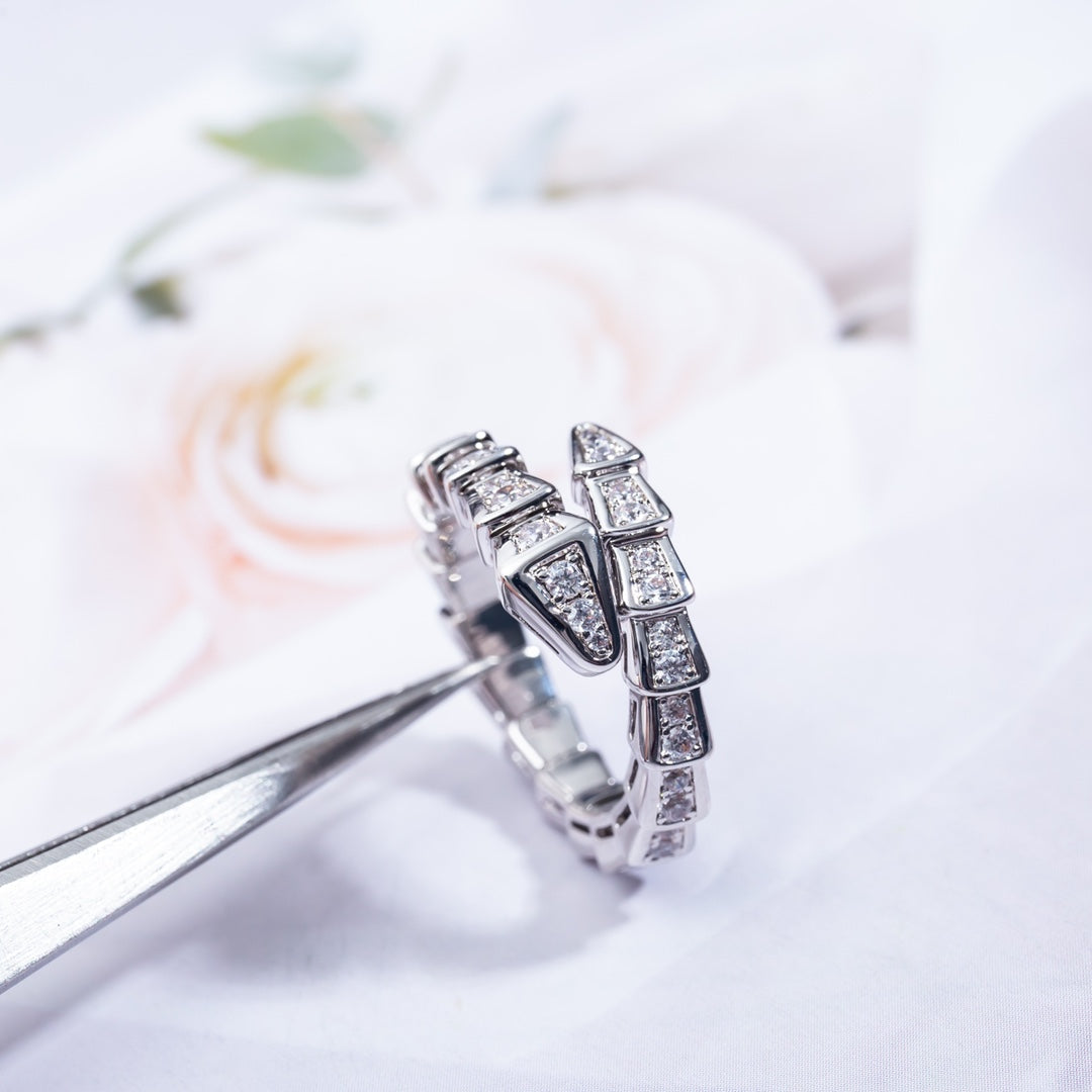 [Dawnora Jewelry]SERPENTI RING SILVER DIAMOND PAVED 4MM