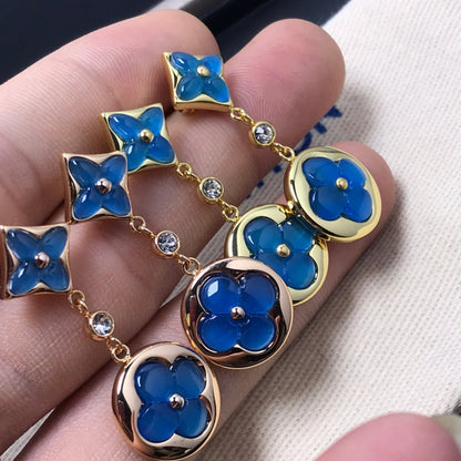 [Dawnora Jewelry]STAR AND SUN AGATE DIAMOND EARRINGS