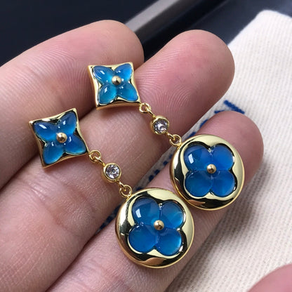 [Dawnora Jewelry]STAR AND SUN AGATE DIAMOND EARRINGS