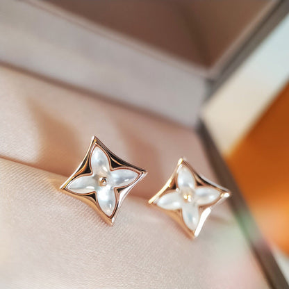 [Dawnora Jewelry]STAR MOP PINK GOLD EARRINGS
