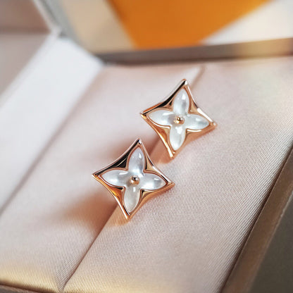 [Dawnora Jewelry]STAR MOP PINK GOLD EARRINGS