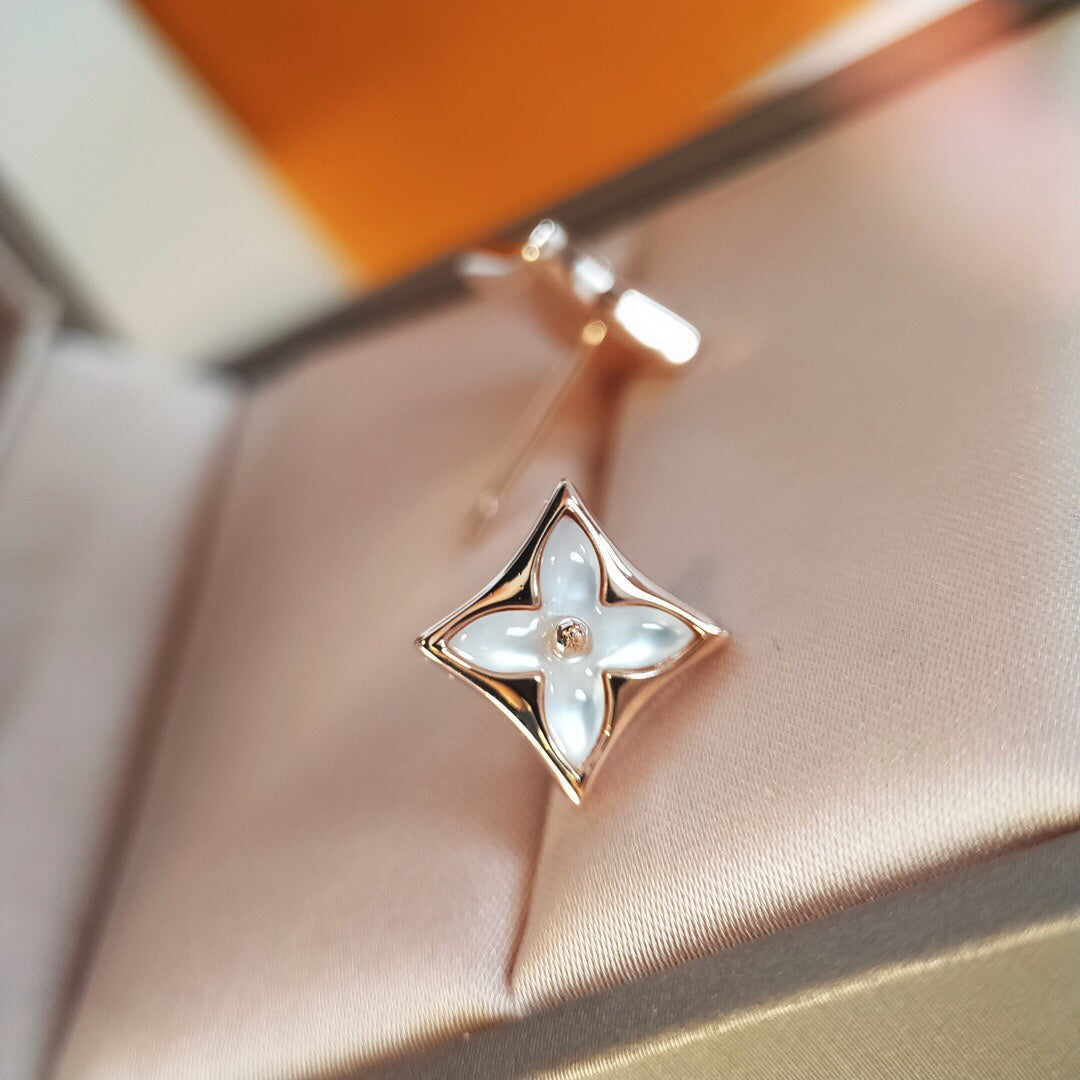 [Dawnora Jewelry]STAR MOP PINK GOLD EARRINGS