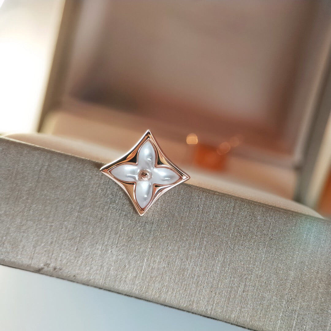 [Dawnora Jewelry]STAR MOP PINK GOLD EARRINGS