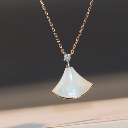 [Dawnora Jewelry]DREAM NECKLACE WHITE MOP PINK GOLD 1 DIAMOND