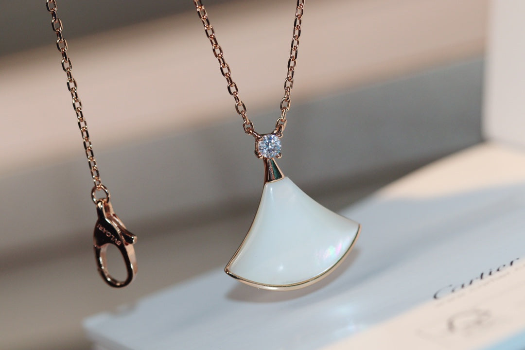 [Dawnora Jewelry]DREAM NECKLACE WHITE MOP PINK GOLD 1 DIAMOND