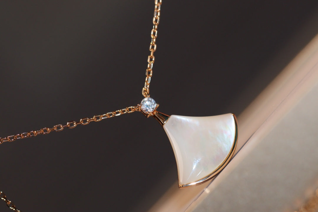 [Dawnora Jewelry]DREAM NECKLACE WHITE MOP PINK GOLD 1 DIAMOND