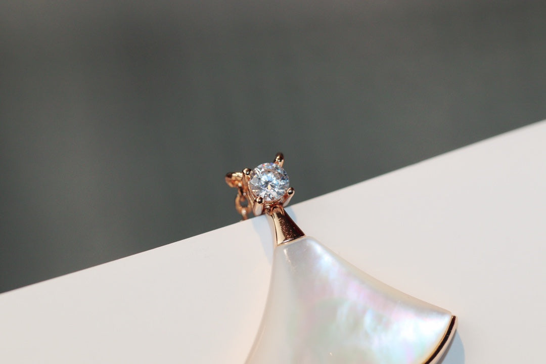 [Dawnora Jewelry]DREAM NECKLACE WHITE MOP PINK GOLD 1 DIAMOND