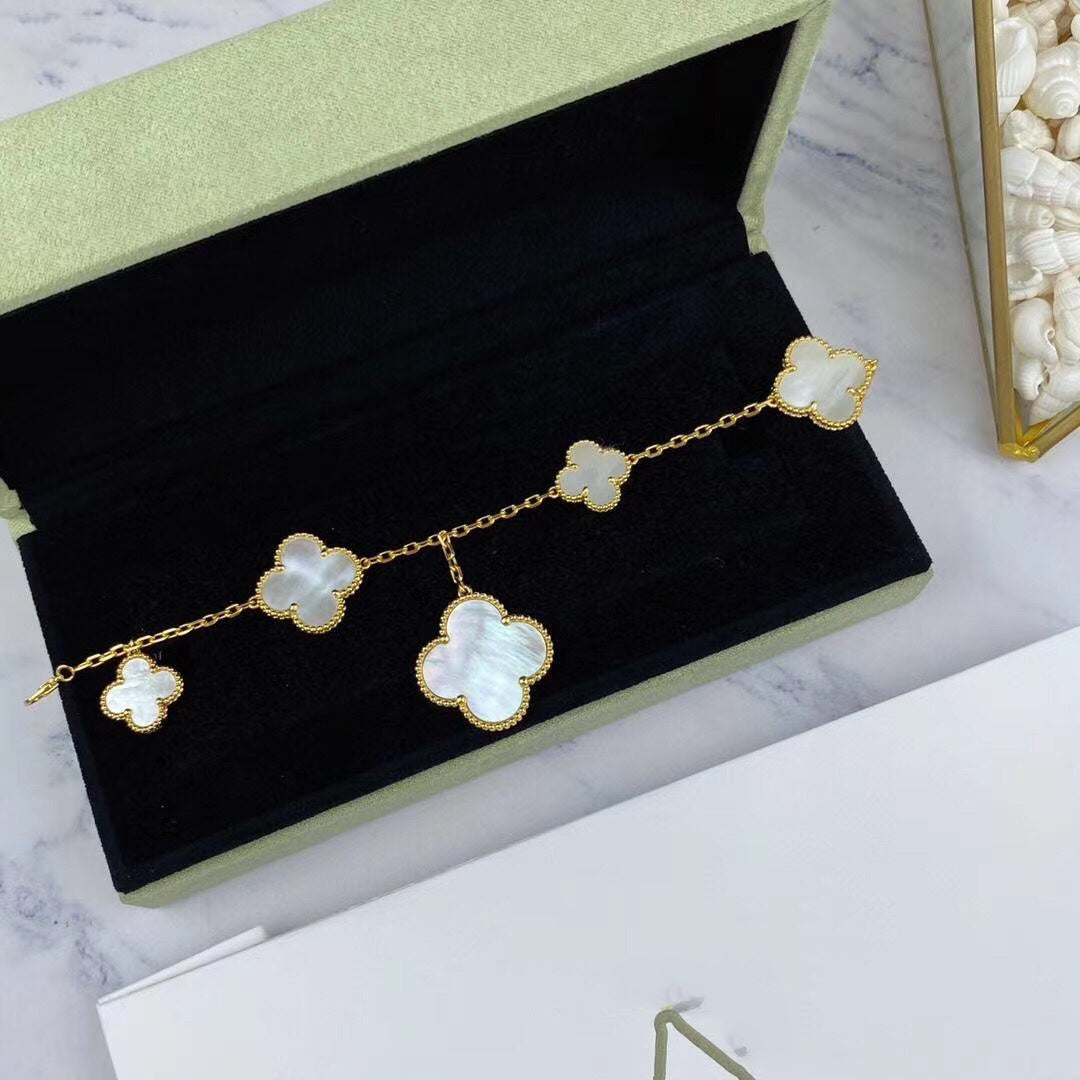 [Dawnora Jewelry]MAGIC CLOVER MOP GOLD BRACELET 5 MOTIFS
