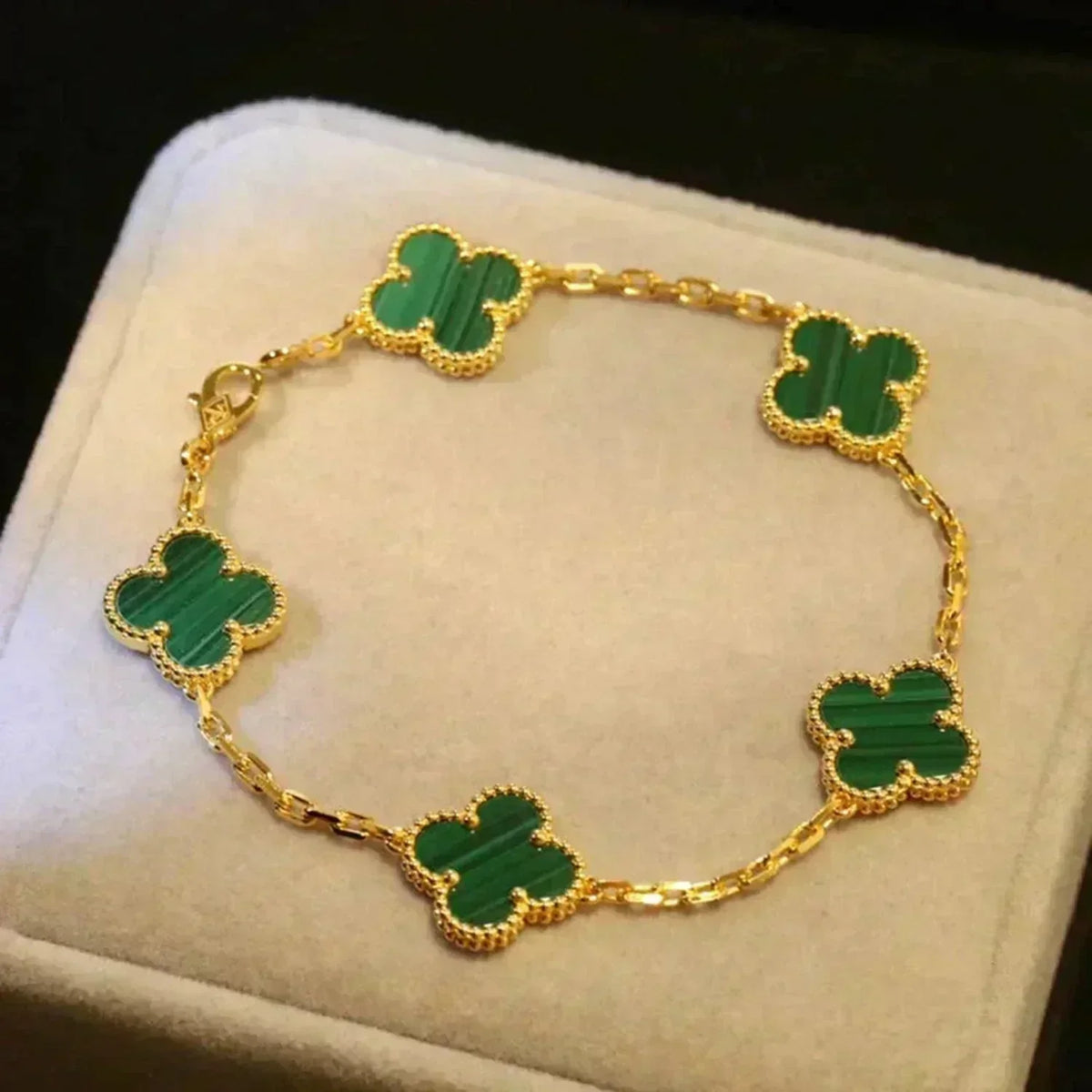 [Dawnora Jewelry] CLOVER 5 MOTIF MALACHITE BRACELET COLLECTION