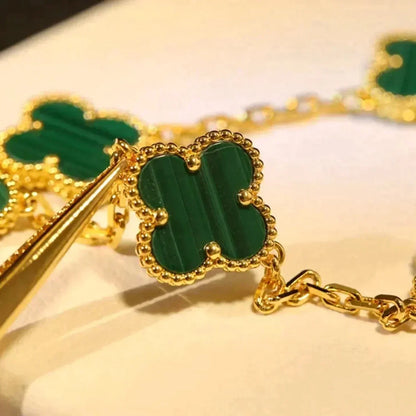 [Dawnora Jewelry] CLOVER 5 MOTIF MALACHITE BRACELET COLLECTION