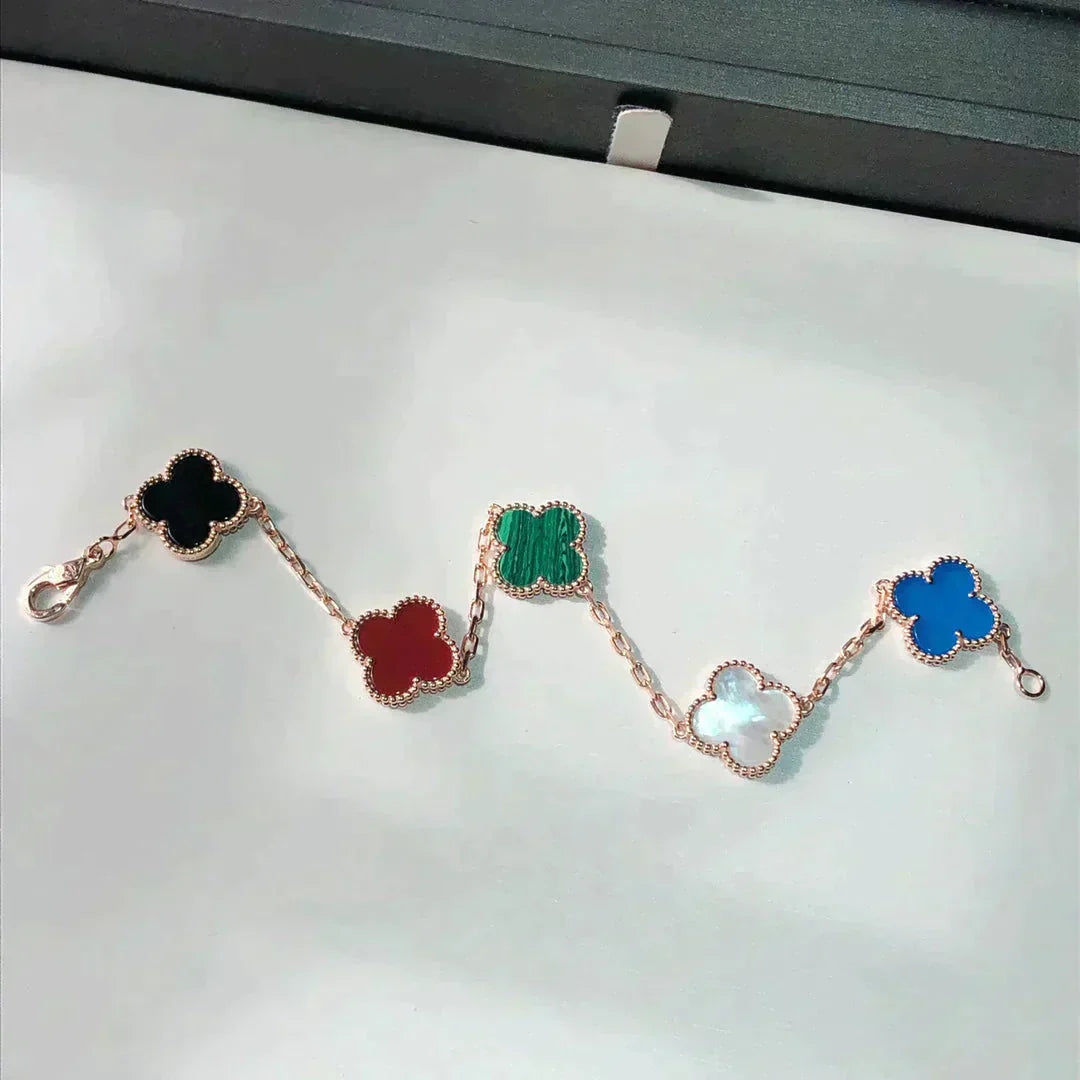 [Dawnora Jewelry]CLOVER 5 MOTIFS MULTICOLOR BRACELET