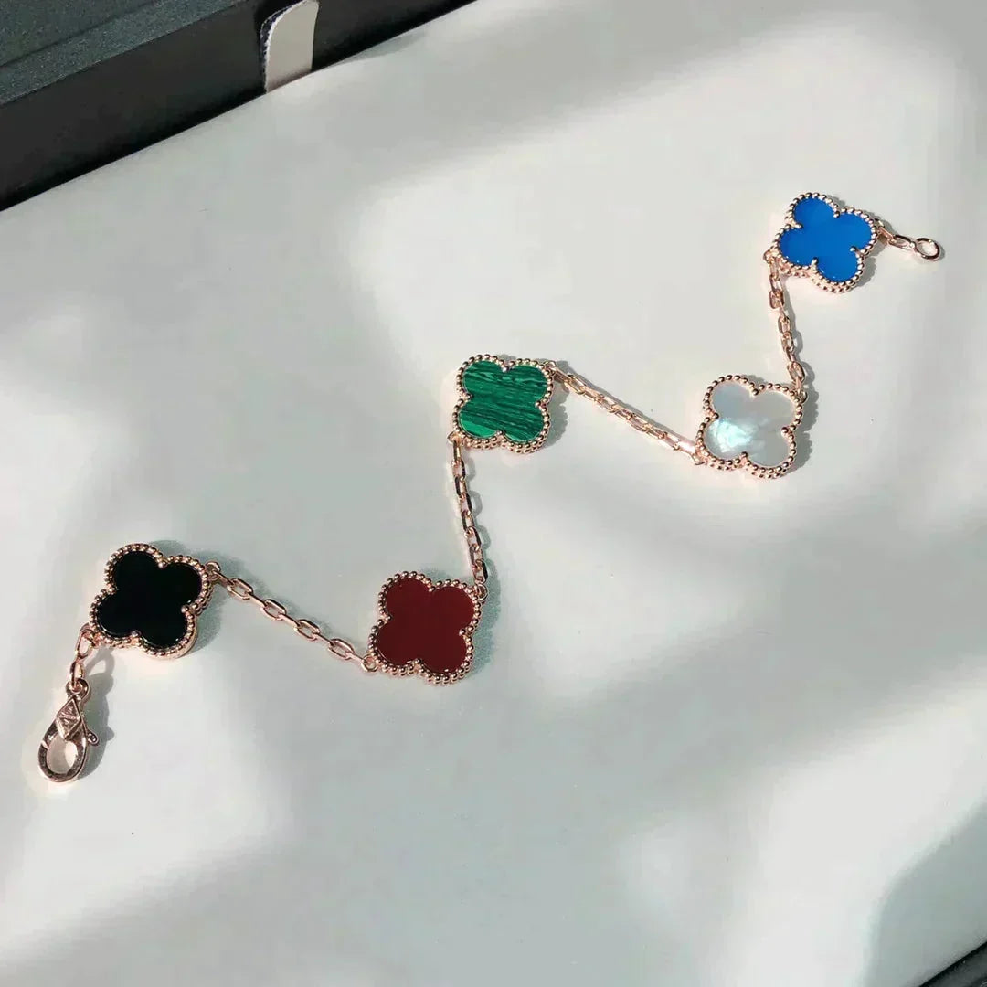 [Dawnora Jewelry]CLOVER 5 MOTIFS MULTICOLOR BRACELET