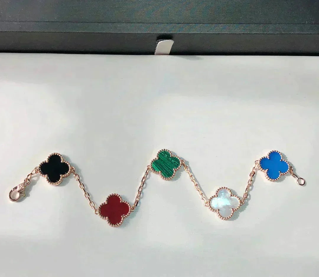 [Dawnora Jewelry]CLOVER 5 MOTIFS MULTICOLOR BRACELET