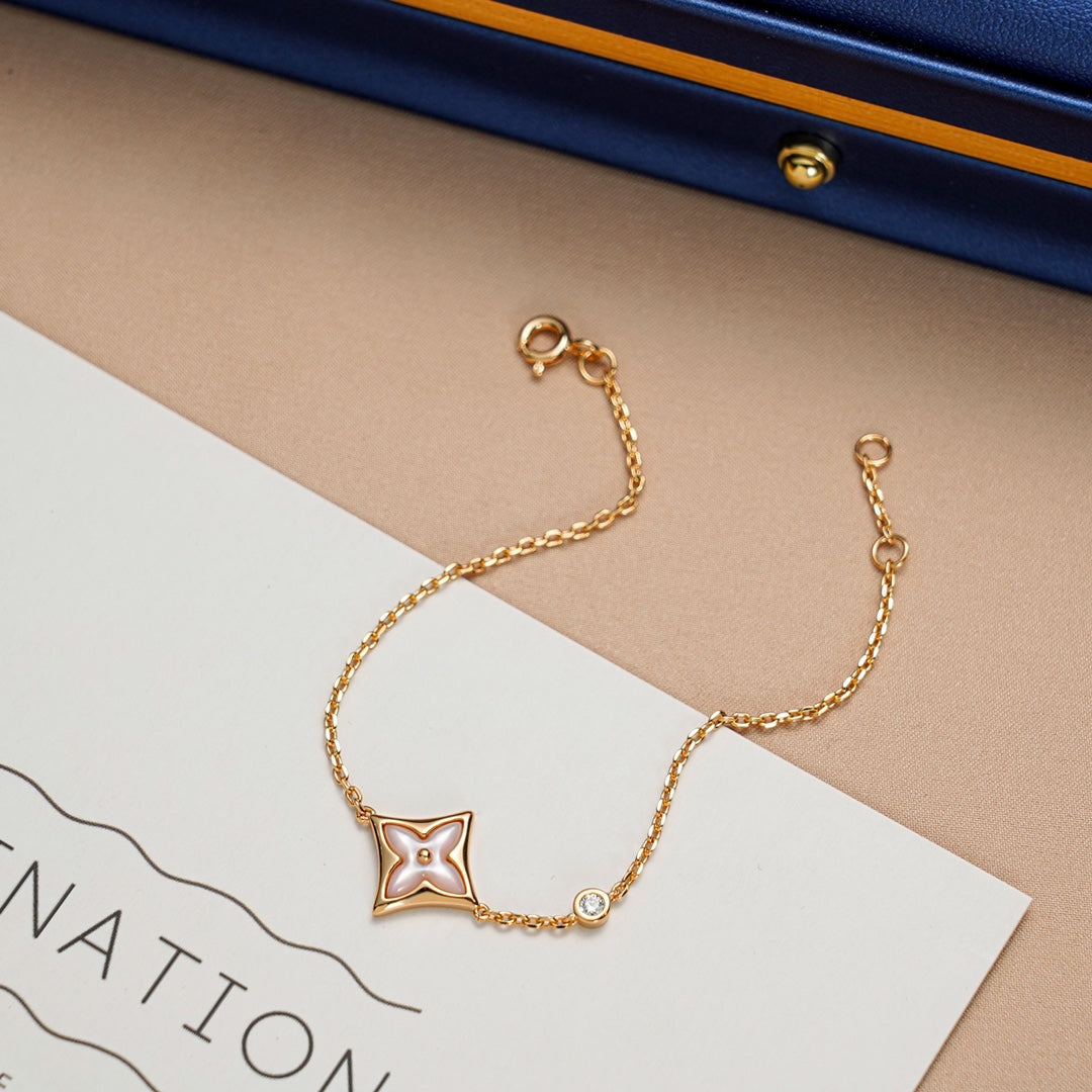 [Dawnora Jewelry]STAR 1 DIAMOND PINK GOLD BRACELET