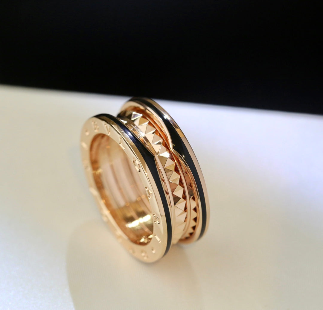 [Dawnora Jewelry]ZERO 1 PINK GOLD BLACK CERAMIC RING