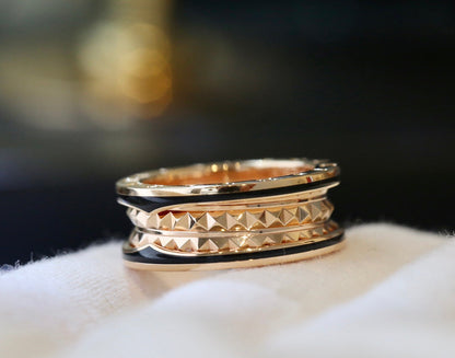 [Dawnora Jewelry]ZERO 1 PINK GOLD BLACK CERAMIC RING