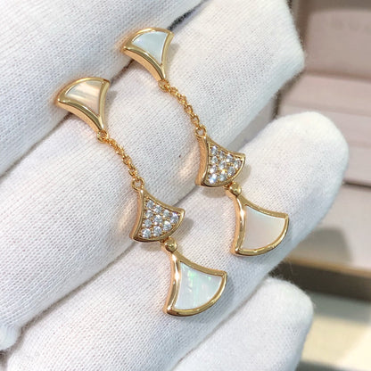 [Dawnora Jewelry]DREAM EARRINGS 3 MOTIFS DIAMOND MOP PINK GOLD