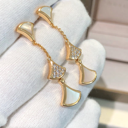 [Dawnora Jewelry]DREAM EARRINGS 3 MOTIFS DIAMOND MOP PINK GOLD
