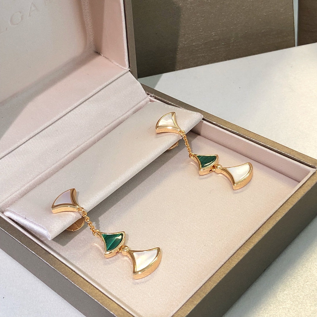 [Dawnora Jewelry]DREAM EARRINGS 3 MOTIFS MALACHITE MOP PINK GOLD