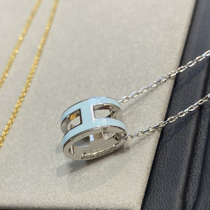 [Dawnora Jewelry]POP H LIGHT BLUE NECKLACE