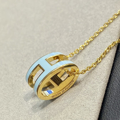 [Dawnora Jewelry]POP H LIGHT BLUE NECKLACE