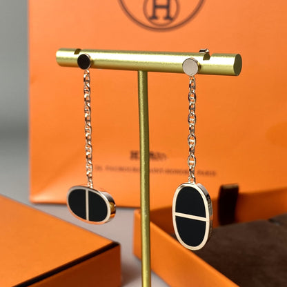 [Dawnora Jewelry]CHAINE VERSO BLACK CERAMIC EARRINGS