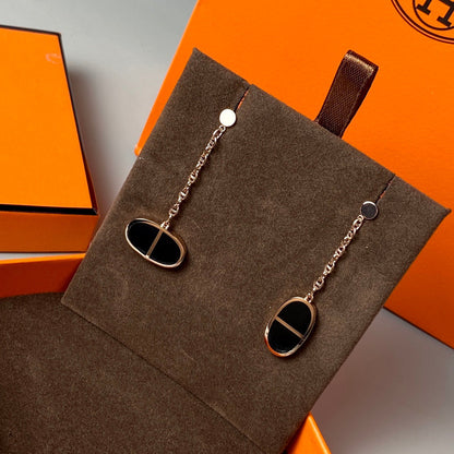 [Dawnora Jewelry]CHAINE VERSO BLACK CERAMIC EARRINGS