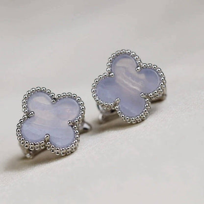 [Dawnora Jewelry]CLOVER MEDIUM 1 MOTIFS  WHITE MOP EARRINGS SILVER