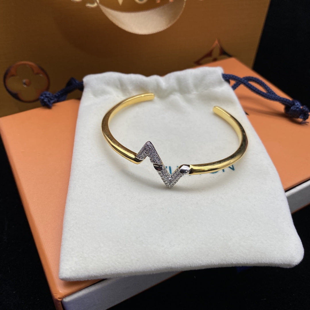 [Dawnora Jewelry]VOLTE UPSITE DOWN DIAMOND GOLD OPEN BRACELET
