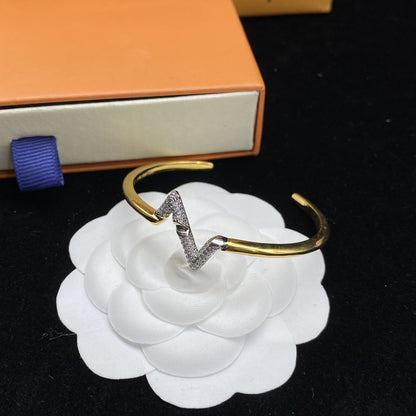 [Dawnora Jewelry]VOLTE UPSITE DOWN DIAMOND GOLD OPEN BRACELET
