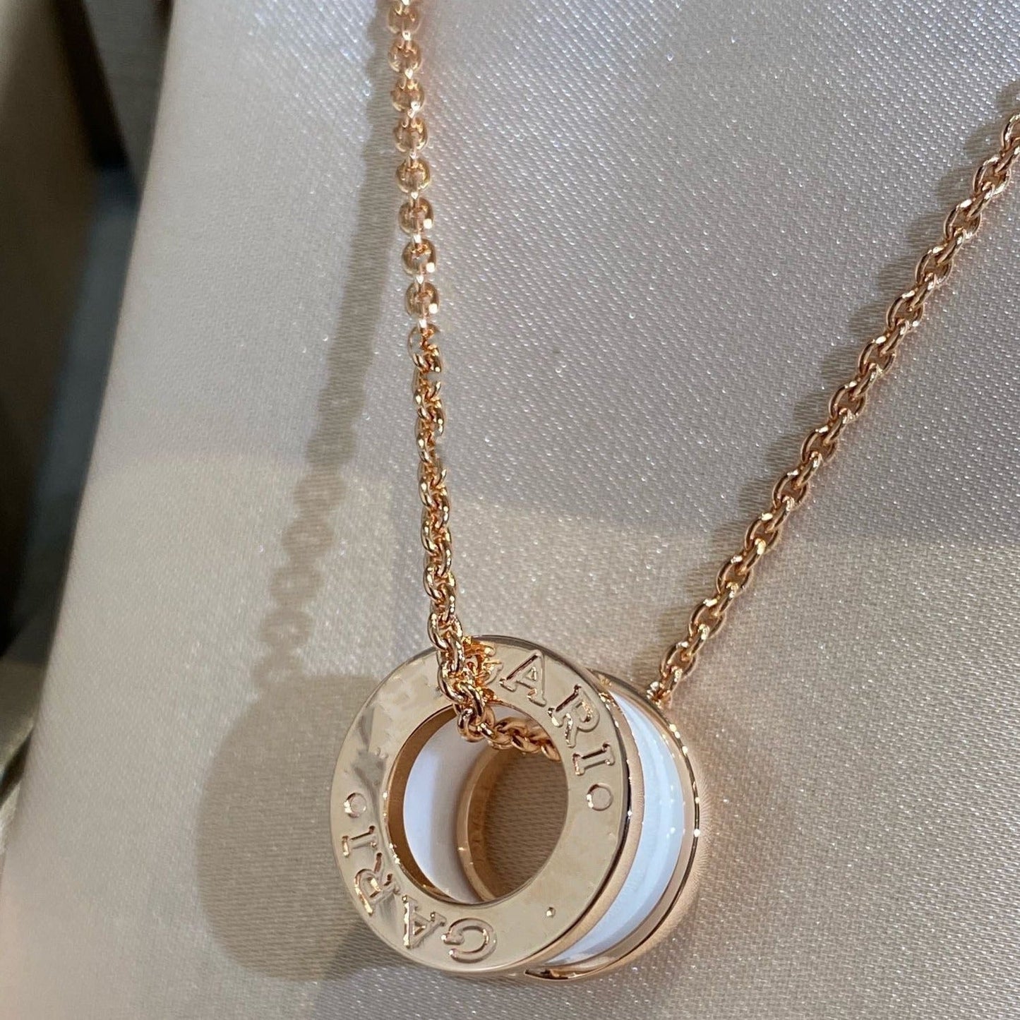 [Dawnora Jewelry]ZERO 1 WHITE CERAMIC PINK GOLD NECKLACE