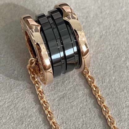 [Dawnora Jewelry]ZERO 1 BLACK CERAMIC PINK GOLD NECKLACE