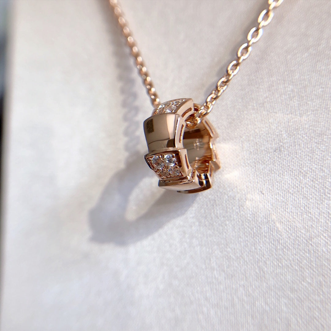 [Dawnora Jewelry]SERPENTI PEDANT DIAMOND PINK GOLD NECKLACE