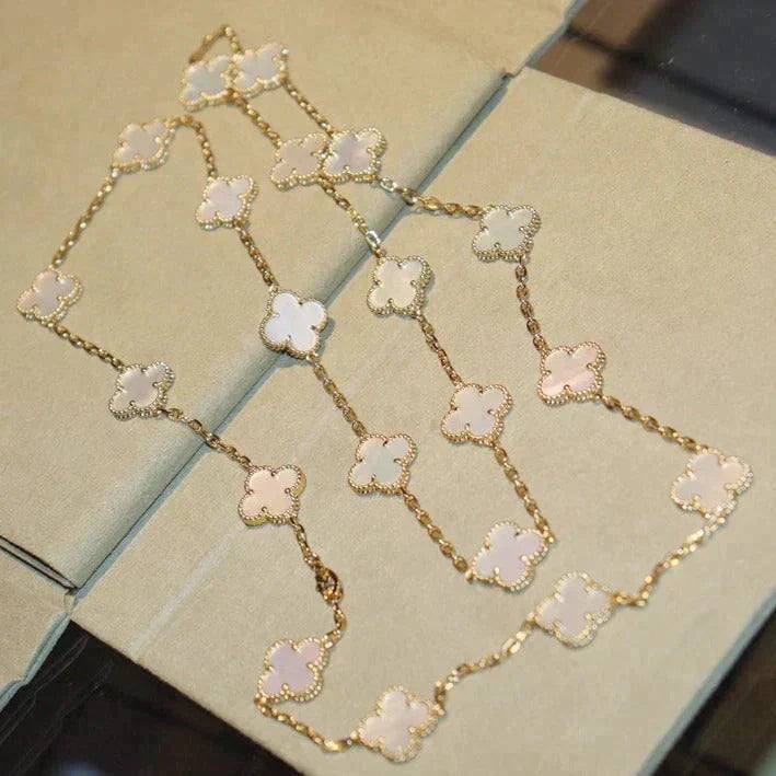 [Dawnora Jewelry]CLOVER 20 MOTIFS WHITE MOP NECKLACE
