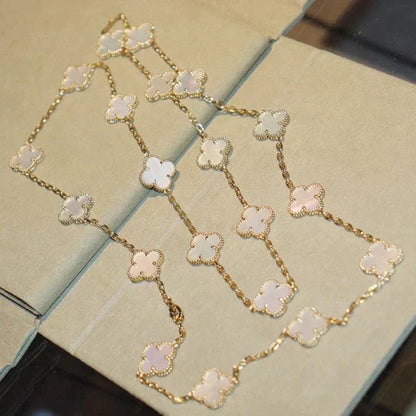[Dawnora Jewelry]CLOVER 20 MOTIFS WHITE MOP NECKLACE