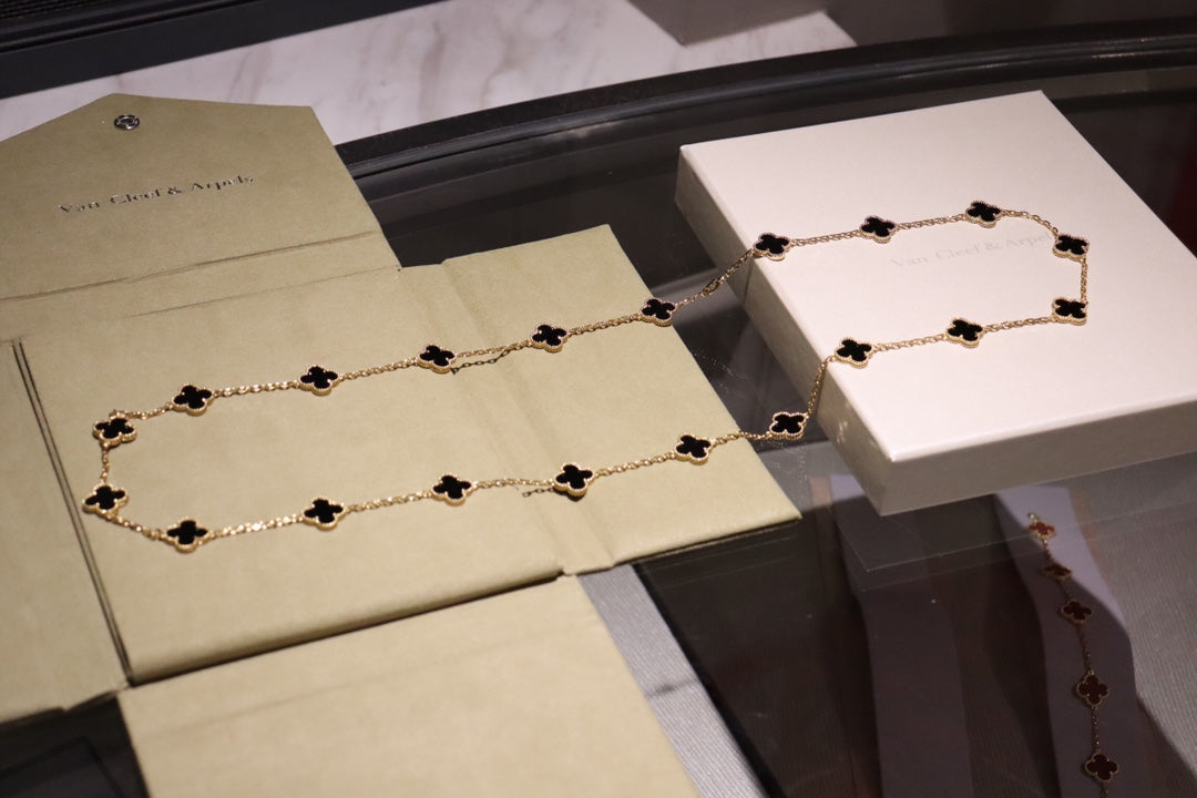 [Dawnora Jewelry]CLOVER 20 MOTIFS ONYX ROSE GOLD